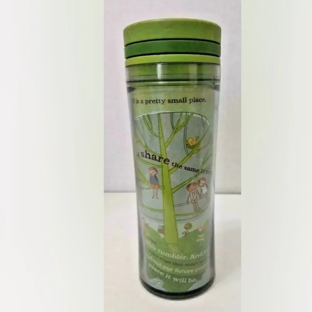 2008 Starbucks Green Recycled Tumbler Save the Planet 8oz Twist Top